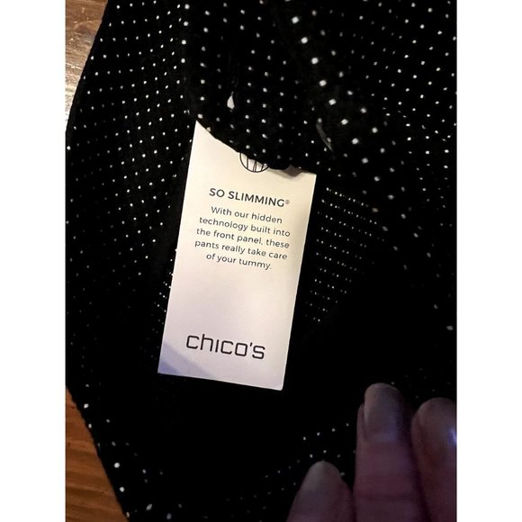 Chico's women's wide leg black trousers size 0 (4 Reg) white pattern, stretch, N - Picture 8 of 11